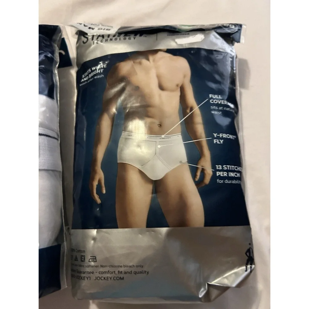 Jockey Classic Briefs Size 62 Cotton 4 Total Pair Diamond White 2 Pks new In Pkg